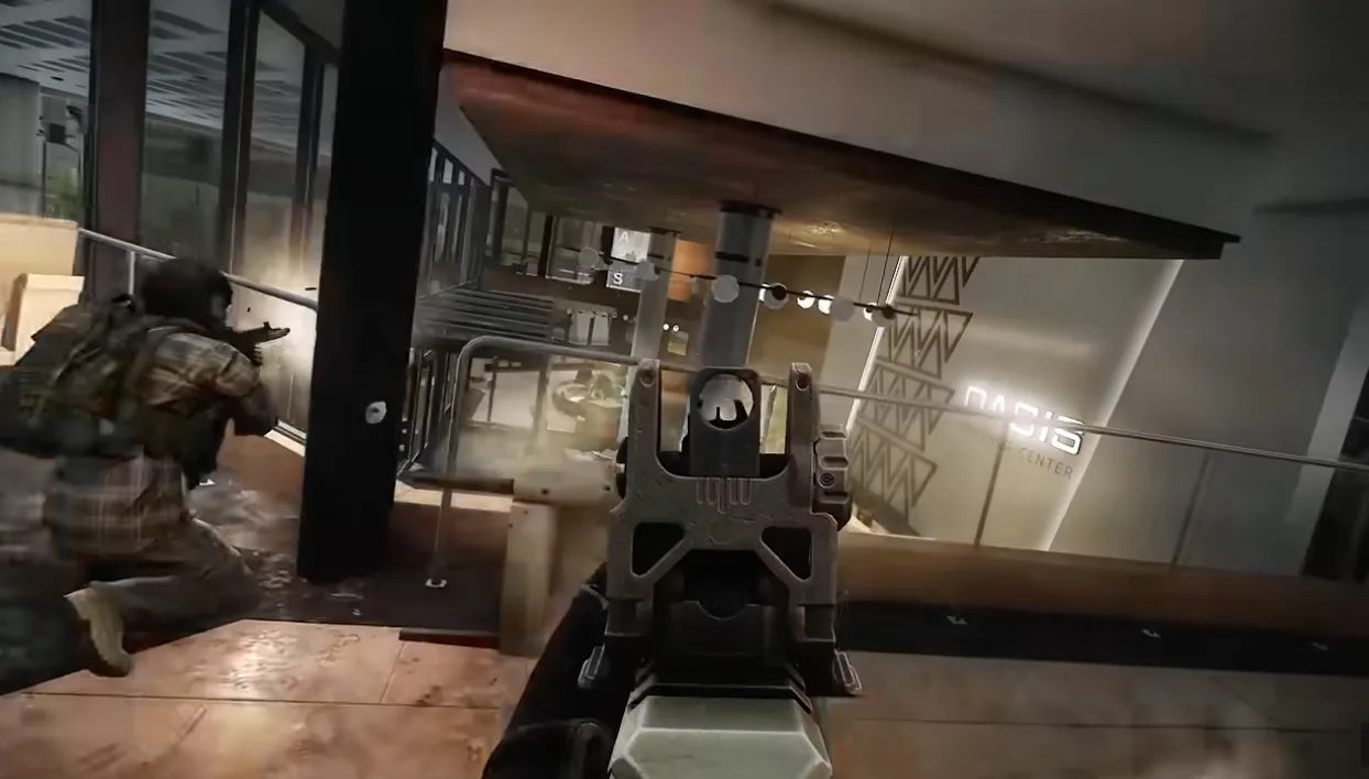 First-person WARDOGS firefight inside an urban building
